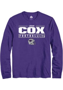 Logan Cox Rally Mens Purple K-State Wildcats NIL Stacked Box Tee