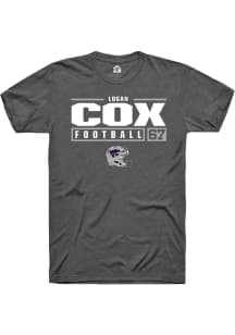 Logan Cox Dark Grey K-State Wildcats NIL Stacked Box Short Sleeve T Shirt