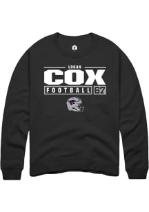 Logan Cox Rally Mens Black K-State Wildcats NIL Stacked Box Crew Sweatshirt