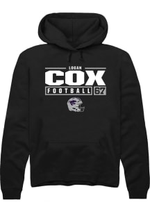 Logan Cox Rally Mens Black K-State Wildcats NIL Stacked Box Hooded Sweatshirt