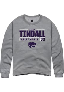 Tatum Tindall Rally Mens Graphite K-State Wildcats NIL Stacked Box Crew Sweatshirt