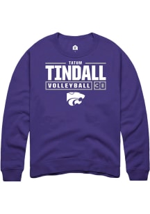 Tatum Tindall Rally Mens Purple K-State Wildcats NIL Stacked Box Crew Sweatshirt