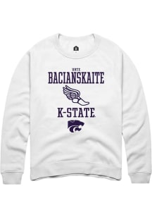 Urte Bacianskaite Rally Mens White K-State Wildcats NIL Sport Icon Crew Sweatshirt