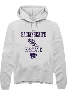 Urte Bacianskaite Rally Mens White K-State Wildcats NIL Sport Icon Hooded Sweatshirt