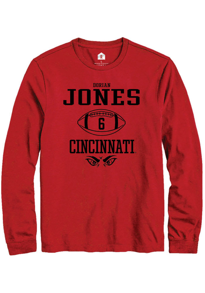 Dorian Jones Cincinnati Bearcats Red Rally NIL Sport Icon Long Sleeve T Shirt