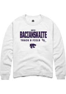 Urte Bacianskaite Rally Mens White K-State Wildcats NIL Stacked Box Crew Sweatshirt