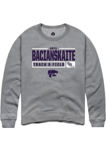 Urte Bacianskaite Rally Mens Graphite K-State Wildcats NIL Stacked Box Crew Sweatshirt