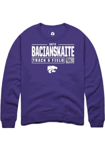 Urte Bacianskaite Rally Mens Purple K-State Wildcats NIL Stacked Box Crew Sweatshirt