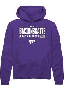 Urte Bacianskaite Rally Mens Purple K-State Wildcats NIL Stacked Box Hooded Sweatshirt