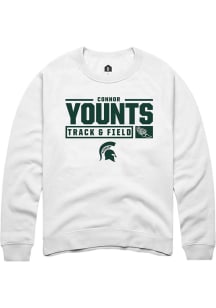 Connor Younts Rally Mens White Michigan State Spartans NIL Stacked Box Crew Sweatshirt