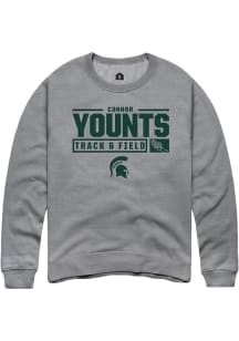 Connor Younts Rally Mens Graphite Michigan State Spartans NIL Stacked Box Crew Sweatshirt