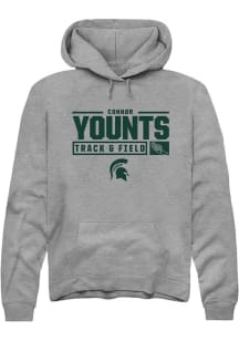 Connor Younts Rally Mens Graphite Michigan State Spartans NIL Stacked Box Hooded Sweatshirt