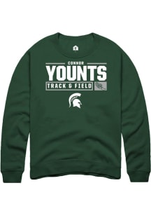 Connor Younts Rally Mens Green Michigan State Spartans NIL Stacked Box Crew Sweatshirt