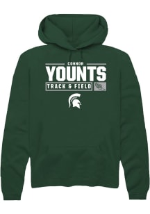 Connor Younts Rally Mens Green Michigan State Spartans NIL Stacked Box Hooded Sweatshirt