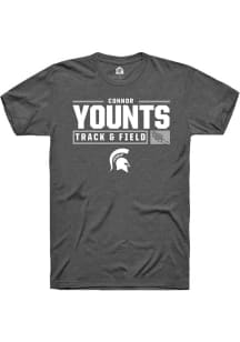 Connor Younts Dark Grey Michigan State Spartans NIL Stacked Box Short Sleeve T Shirt