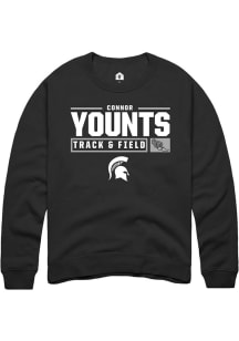 Connor Younts Rally Mens Black Michigan State Spartans NIL Stacked Box Crew Sweatshirt