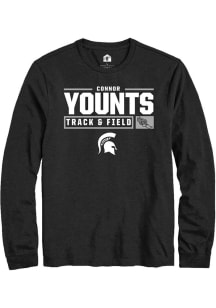 Connor Younts Rally Mens Black Michigan State Spartans NIL Stacked Box Tee