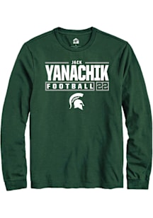 Jack  Yanachik  Michigan State Spartans Green Rally Football NIL Stacked Box Long Sleeve T Shirt
