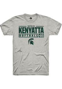 Natalia Kenyatta Ash Michigan State Spartans NIL Stacked Box Short Sleeve T Shirt