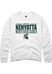 Natalia Kenyatta Rally Mens White Michigan State Spartans NIL Stacked Box Crew Sweatshirt