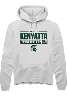 Natalia Kenyatta Rally Mens White Michigan State Spartans NIL Stacked Box Hooded Sweatshirt