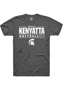 Natalia Kenyatta Dark Grey Michigan State Spartans NIL Stacked Box Short Sleeve T Shirt