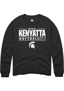 Natalia Kenyatta Rally Mens Black Michigan State Spartans NIL Stacked Box Crew Sweatshirt