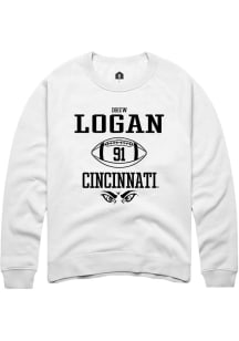 Drew Logan  Rally Cincinnati Bearcats Mens White NIL Sport Icon Long Sleeve Crew Sweatshirt