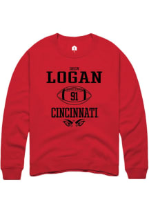 Drew Logan  Rally Cincinnati Bearcats Mens Red NIL Sport Icon Long Sleeve Crew Sweatshirt