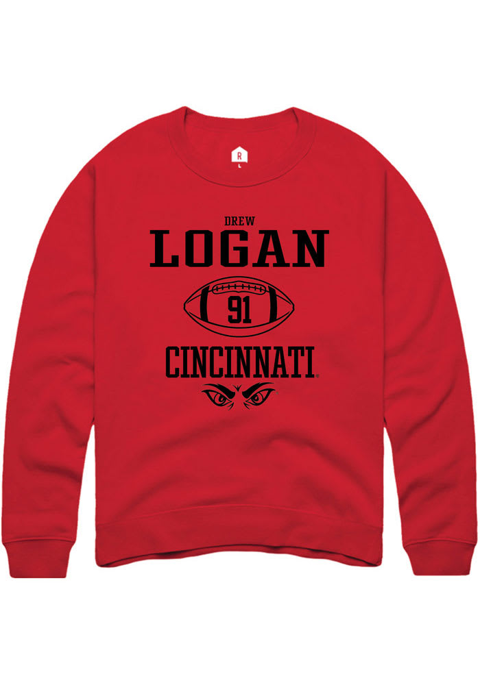 Drew Logan Rally Cincinnati Bearcats Mens Red NIL Sport Icon Long Sleeve Crew Sweatshirt