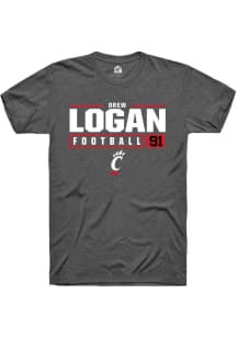 Drew Logan  Cincinnati Bearcats Dark Grey Rally NIL Stacked Box Short Sleeve T Shirt