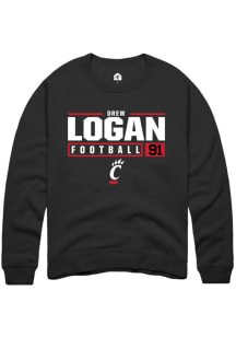 Drew Logan  Rally Cincinnati Bearcats Mens Black NIL Stacked Box Long Sleeve Crew Sweatshirt