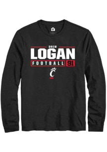 Drew Logan  Cincinnati Bearcats Black Rally NIL Stacked Box Long Sleeve T Shirt