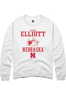 Crystal Elliott Rally Mens White Nebraska Cornhuskers NIL Sport Icon Design Crew Sweatshirt