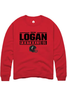 Drew Logan  Rally Cincinnati Bearcats Mens Red NIL Stacked Box Long Sleeve Crew Sweatshirt