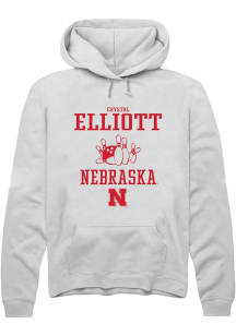 Crystal Elliott Rally Mens White Nebraska Cornhuskers NIL Sport Icon Hooded Sweatshirt