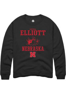 Crystal Elliott Rally Mens Black Nebraska Cornhuskers NIL Sport Icon Design Crew Sweatshirt