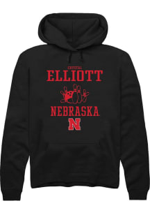 Crystal Elliott Rally Mens Black Nebraska Cornhuskers NIL Sport Icon Hooded Sweatshirt