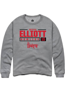 Crystal Elliott Rally Mens Graphite Nebraska Cornhuskers NIL Stacked Box Design Crew Sweatshirt