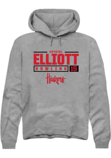 Crystal Elliott Rally Mens Graphite Nebraska Cornhuskers NIL Stacked Box Hooded Sweatshirt