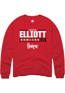 Crystal Elliott Rally Mens Red Nebraska Cornhuskers NIL Stacked Box Design Crew Sweatshirt