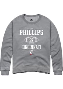 Eric Phillips  Rally Cincinnati Bearcats Mens Graphite NIL Sport Icon Long Sleeve Crew Sweatshir..