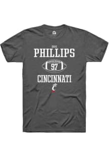 Eric Phillips  Cincinnati Bearcats Dark Grey Rally NIL Sport Icon Short Sleeve T Shirt