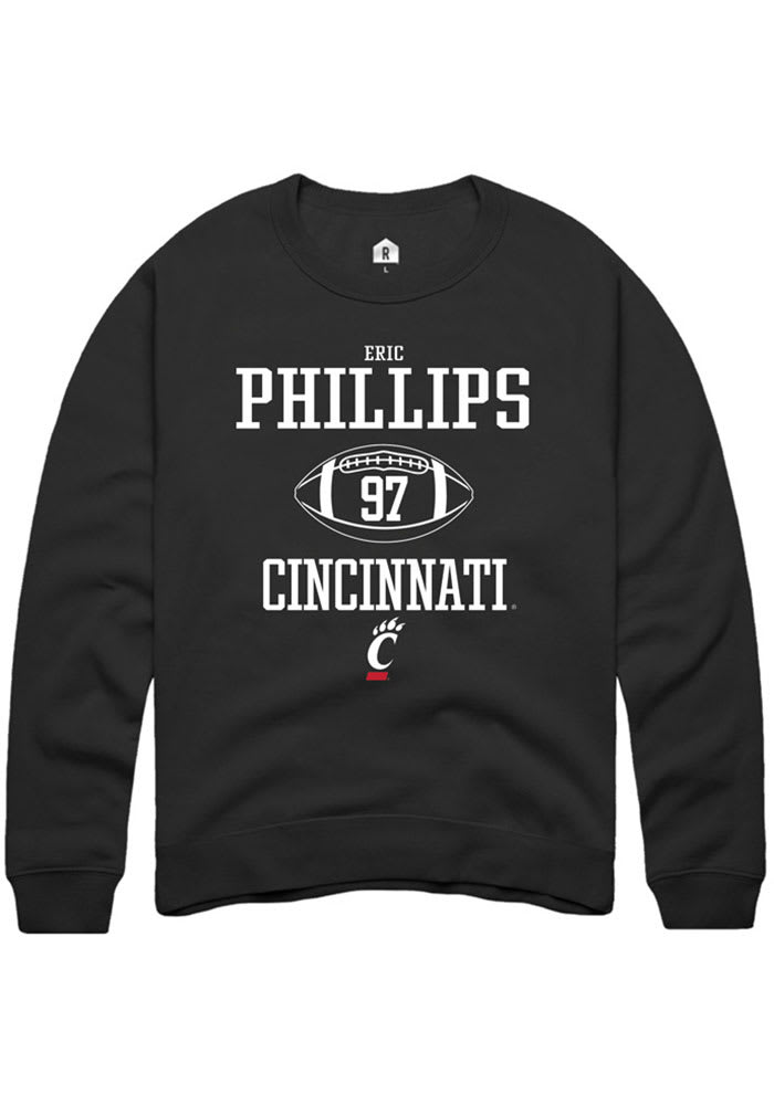 Eric Phillips Rally Cincinnati Bearcats Mens Black NIL Sport Icon Long Sleeve Crew Sweatshirt