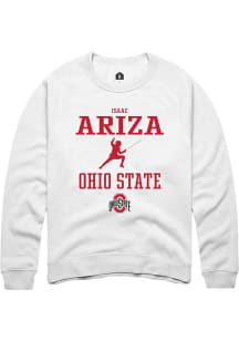 Isaac Ariza Rally Mens White Ohio State Buckeyes NIL Sport Icon Crew Sweatshirt