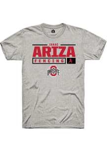 Isaac Ariza Ash Ohio State Buckeyes NIL Stacked Box Short Sleeve T Shirt