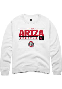 Isaac Ariza Rally Mens White Ohio State Buckeyes NIL Stacked Box Crew Sweatshirt