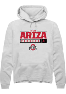 Isaac Ariza Rally Mens White Ohio State Buckeyes NIL Stacked Box Hooded Sweatshirt