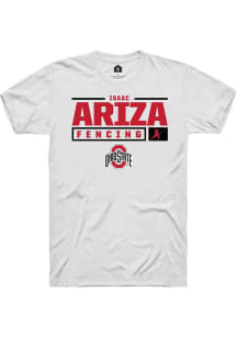 Isaac Ariza White Ohio State Buckeyes NIL Stacked Box Short Sleeve T Shirt