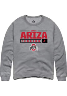 Isaac Ariza Rally Mens Graphite Ohio State Buckeyes NIL Stacked Box Crew Sweatshirt